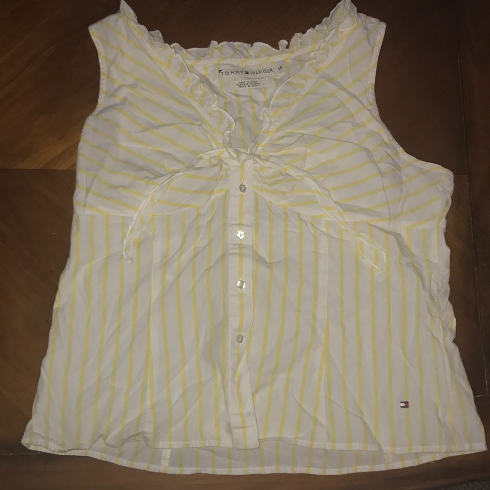 Tommy Hilfiger yellow and white striped blouse